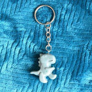 Handmade T-Rex Dinosaur Keychain Upcycled Accessory